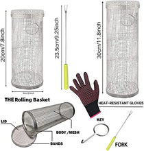 Ladda upp bild till gallerivisning, 💥RaepperHan, The Best BBQ Basket Set Ever Round Non-Stick Stainless Steel BBQ Grid, Camping Grill, Comes with Anti-Scald Gloves.
