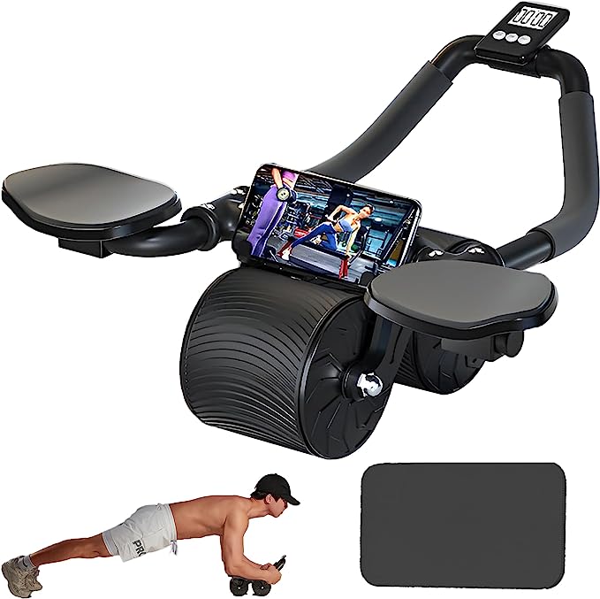 2023 new upgraded Ab roller, Home Abdominal Exerciser with Timer, Automatic Rebound Double Round Roller Exercise Equipmen