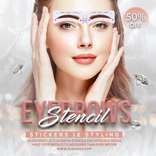 【BUY 1 GET 1 FREE】Eyebrows Stencil Stickers 12 Styling