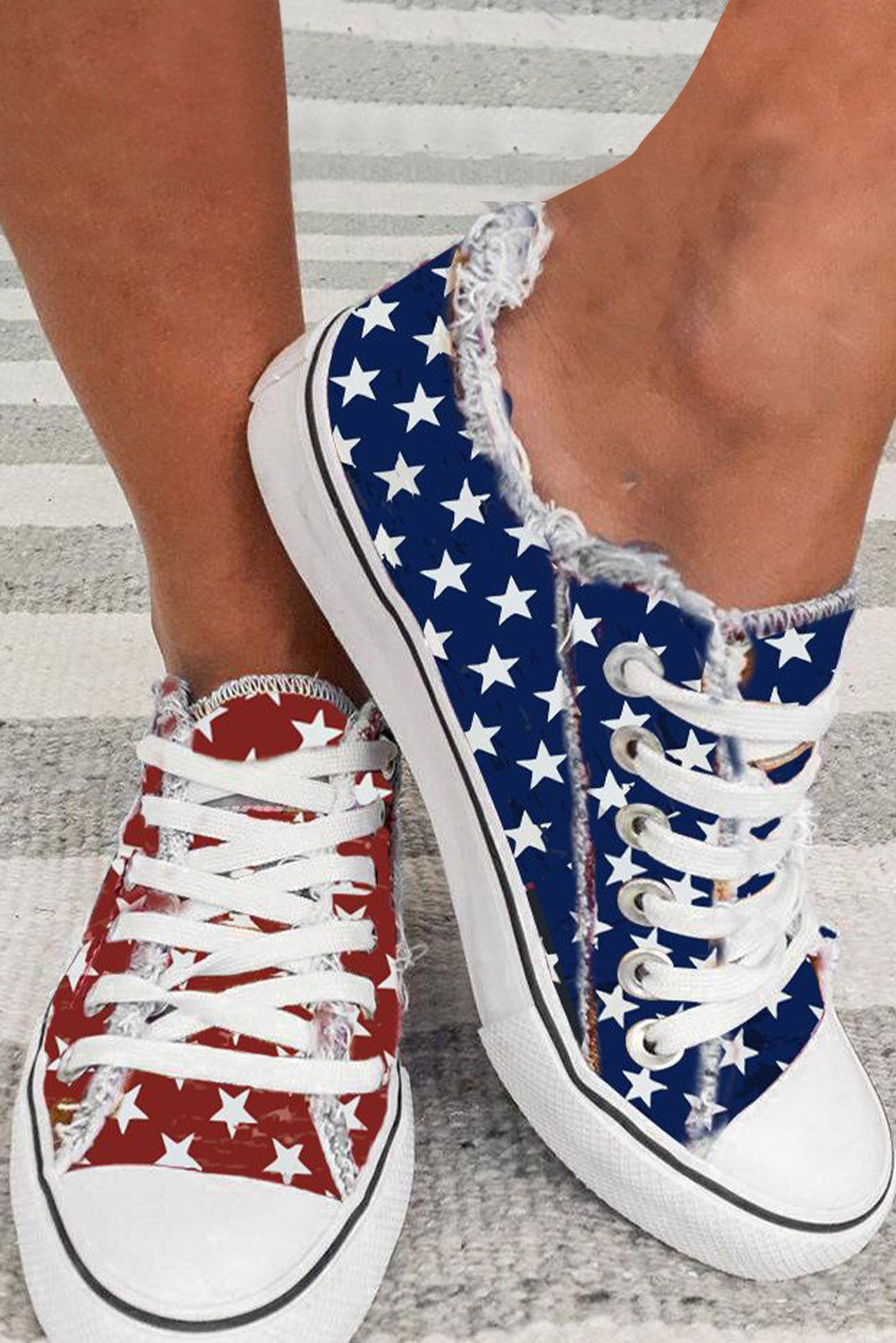 Blue and Red Star Print Independence Day Canvas Shoes