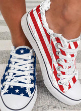 Load image into Gallery viewer, Star Striped Lace-up Canvas Sneakers
