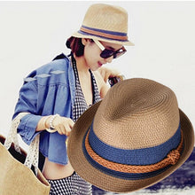 Ladda upp bild till gallerivisning, Women Hats - Summer Jazz Women Straw Hat - Beach Sun Hat For Men &amp; Women - Casual Panama Cap
