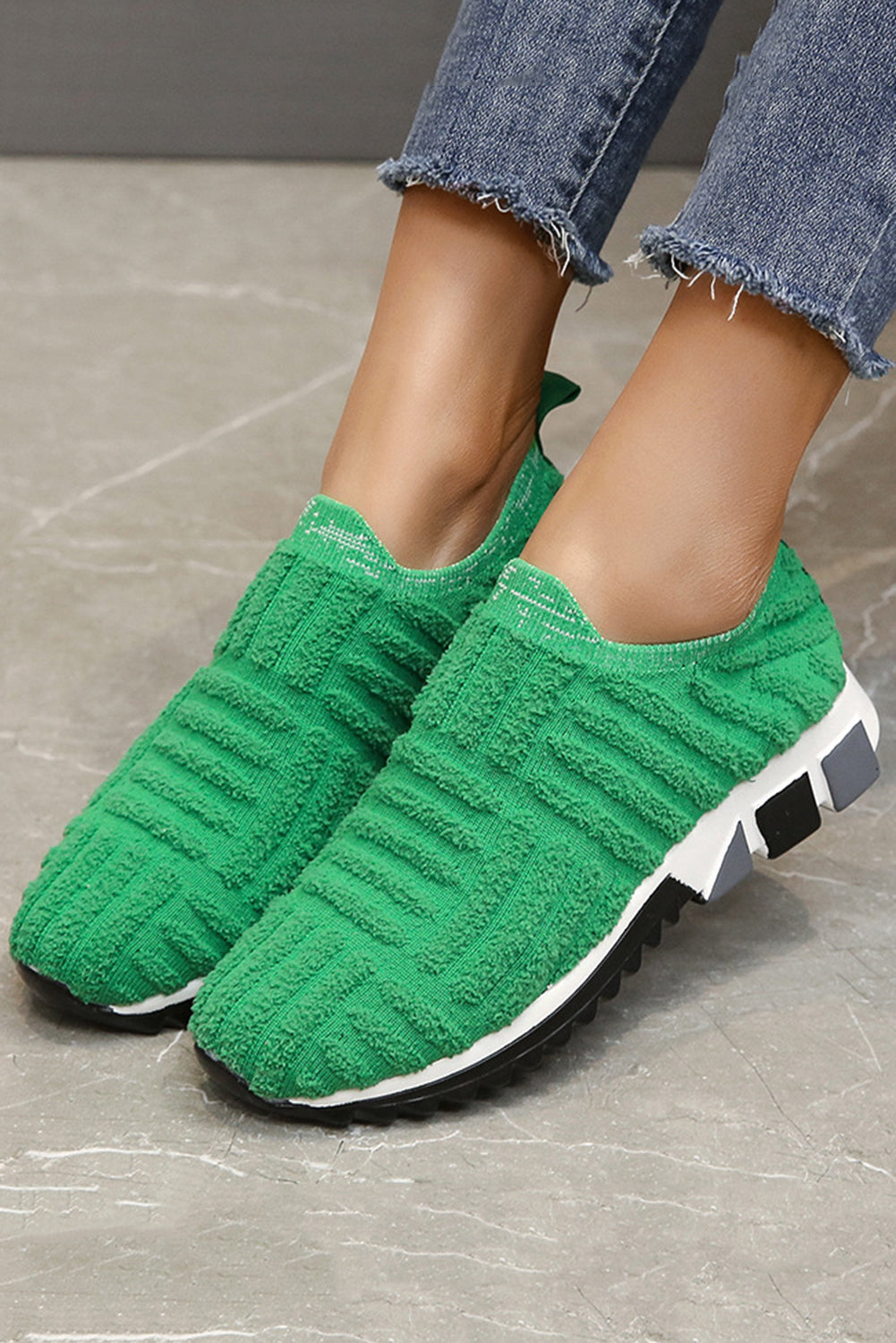 Green Plain Sneakers