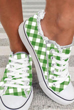 Load image into Gallery viewer, Green Plaid Canvas Shoes
