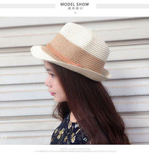 Ladda upp bild till gallerivisning, Women Hats - Summer Jazz Women Straw Hat - Beach Sun Hat For Men &amp; Women - Casual Panama Cap
