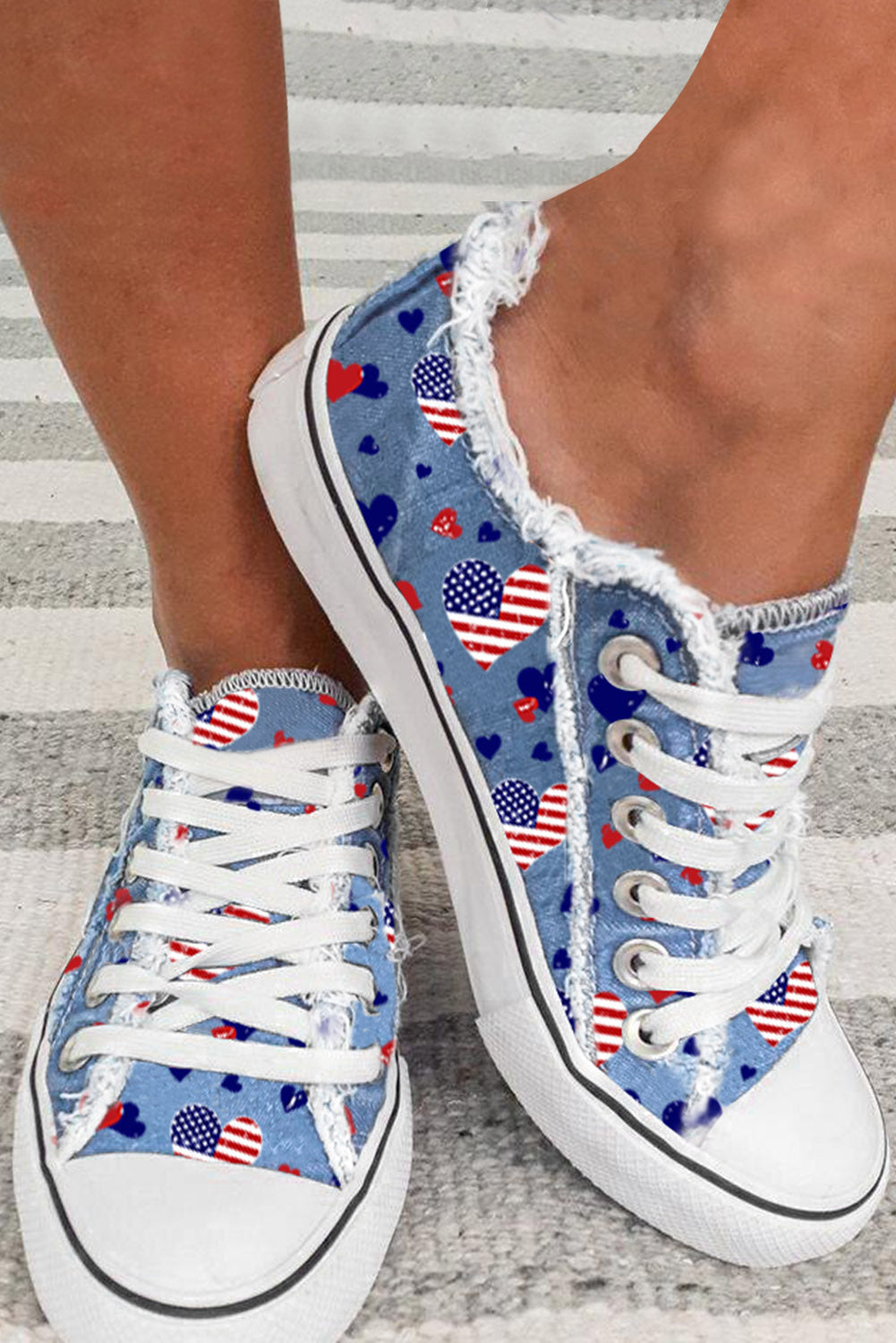 American Flag Heart Canvas Shoes