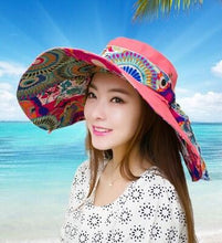 Load image into Gallery viewer, Women Hats - Designer Flower Foldable Brimmed Sun Hat - Summer Hats for Women
