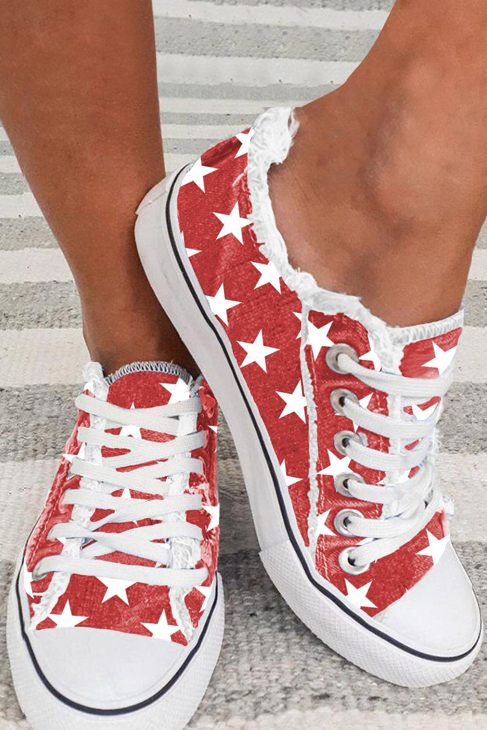 Red USA Flag Print Sneakers