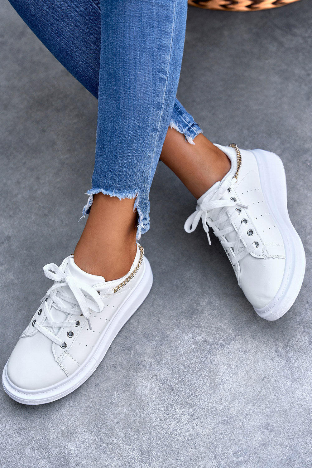 PU Leather Lace up Sneakers